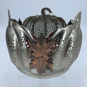 Discontinued Bath Body Works Perforated Metal Pumpkin Leaves Fall Candle Holder